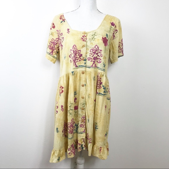 Jams World Dresses & Skirts - Jams World Yellow Button Babydoll Dress M